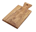image of American Metalcraft OWB117 Olive Wood Rectangular Serving Board with Handle, 12.25" L x 5.75" W x 0.63" H Hand Wash
