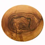 image of American Metalcraft OWM171 - 17-1/4" Round Melamine Serving Board, Olive Wood Pattern, Naturals