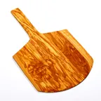 image of American Metalcraft OWP15 Olive Wood Serving Peel Board, 15" L x 14" W x ¾" H, 24" with Short Handle, Hand Wash Only