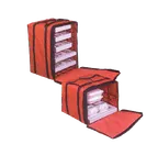 image of American Metalcraft PB1914 Red Nylon Pizza Bag with Rack, 19" x 19" x 14", 6‑Box Capacity, PVC Foam