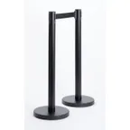image of American Metalcraft RBSBL Barrier System Set, Black Coated Steel Bases, 2 × 35¼" Stainless Posts