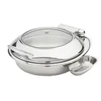image of American Metalcraft REVLRD20 Chafer, 7qt Round Induction Steel, 20.5x20x12in, Hinged Lid & Spoon Rest