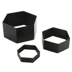 image of American Metalcraft RHB3 Hexagonal Black Display Riser Set – 3‑Piece, Premium Metal Construction