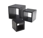 image of American Metalcraft RSB1 Wooden Square Display Risers Set 5"x5" 7"x7" 9"x9" Black Wood Base