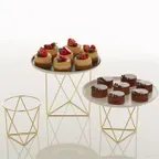 image of American Metalcraft RSGG3 Display Risers Set, 3 Gold‑Finished Stainless Steel Risers, Metal Base – Set