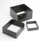 image of American Metalcraft RSQB2 3-Piece Square Stainless Riser Set, Satin Black