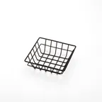 image of American Metalcraft SQGB6 Wire Grid Basket 6" L x 6" W x 2" H Square Iron Black Hand Wash