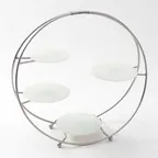 image of American Metalcraft SRS4 4‑Tier Round Silver Buffet Stand, 21" L x 6.5" W x 21.8" H, 6" & 7¼" glass plates, hand‑wash