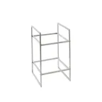 image of American Metalcraft SRT2 Two‑Tier Stainless Steel Riser, White, H 12‑16″, W 10‑19″, 1‑2 Step Modular