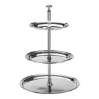 image of American Metalcraft STS3 Three‑Tier Round Display Stand, 8½" Dia x 11¾" H, Stainless Silver, H 9‑12"