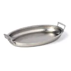 image of American Metalcraft THOV19 Oval Tray, 128 oz, 18.25" L × 12.38" W × 2" H, Hammered, Handles, 20"