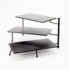 image of American Metalcraft TPREC3 3-Tier Display Stand, Black Metal, 17-3/8" L x 7.5" W x 10" H, Foldable, Hand-Wash Only