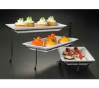 image of American Metalcraft TTMEL3 3‑Tier Ironworks Display Stand Set, Black Wrought Iron Base