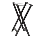 image of American Metalcraft WTSB40 Tray Stand, 18" x 38" Folding with Black Wood, Brown Frame, Black Nylon Straps, 38" Height