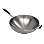 image of CookTek CT-103871 (14WOKSS) 14" Wok, Round Bottom, Dual Rubber Handles, 11-15" Size