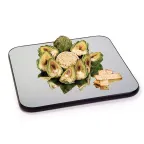 image of Lakeside 2277 Mirror Tray - Square 22" x 22", Rimless Plate Glass, 9" Acrylic Legs, Vinyl Edges