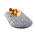 image of Lakeside 2430 Oval Display Tray, 36" x 18" Stainless Steel with Black Vinyl Edges, Feet, Made in USA