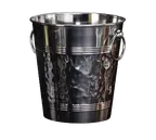 image of American Metalcraft WB9 Wine Bucket, 5 Qt 1‑Bottle, 8" Dia x 8½" H Hammered Stainless Steel