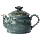 image of Steelite 11300367 - 15 Oz Blue Ceramic Club Teapot With Lid, 6.75"x4.375"x8" OvenSafe 530°F - 6/Case