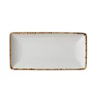 image of Steelite 17140618 - Dapple Brown Rectangle Platter 8" x 4", China, Oven Safe to 530°F - 6/Case
