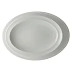 image of Steelite 41145ST1219 Oval Platter, 14" x 10.25" x 1.25", Tyfoon Bone China, Embossed Rim - 1 Dozen