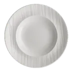 image of Steelite 4412RF007 - 10 Oz Bowl, 11" Round Bone China Ruche Folio Pattern, Dishwasher Safe - 1 Dozen