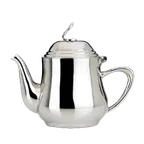 image of Steelite 5351S218 - 13 oz Eminence Holloware Tea Pot, 6.0" x 5.125", 18/10 Stainless Steel with Lid