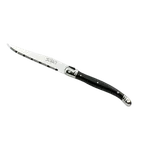 image of Steelite 5392S057 - 9" 1.2mm Serrated Steak Knife, Black Handle, 13/0 Steel, Laguiole - 6/Pack