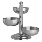 image of Steelite 5850JX132 3-Compartment Silver Condiment Caddy, 4-5/8"×7-1/2", 4-1/4 oz, Stainless Steel