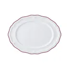 image of Steelite 62572FP818 Oval Porcelain Platter, 9.0" x 6.75" x 0.875", Maroon Line - 1 Dozen