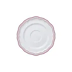 image of Steelite 62581FP821 Double Line Maroon Round Porcelain Saucer, 6.5" x 0.75", Folio - 1 Dozen