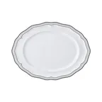 image of Steelite 62582FP818 Oval Porcelain Platter, 9" x 6.75" x 0.875", Triple Line Slate Finish - 1 Dozen