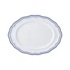 image of Steelite 62584FP818 - Oval Porcelain Platter, 9" x 6.75" x 0.875", Triple Line Blue Design, 1 Dozen
