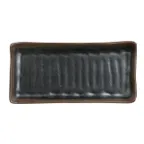 image of Steelite 7199TM010 Greystone Gray Rectangular Melamine Plate 10.25" x 4.875" x 0.75" - 1 Dozen