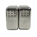image of Steelite 7347MW160 Salt & Pepper Shaker, 2 oz, 1.875" x 1.0" x 1.75" Stainless Steel, Set - 1 Dozen