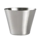 image of Steelite 7600CV006 - Fry Cup Satin, 12.5 oz (3.875" x 3.0") Stainless Steel Serving Basket - 1 Dozen