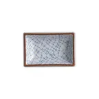 image of Steelite 7900BR709 Rectangle Soy Dish, 2 Oz, 3.875" x 2.5" x 1.0" Blue Melamine, Tribeca - 1 Dozen