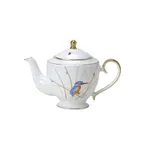 image of Steelite 82108AND0415 Coffee Pot/Teapot, 28 Oz, 5" X 6.5" Bone China With Lid, Reed Design - 6/Case