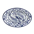 image of Steelite A120P142 - Oval China Platter, 12.25" x 9.125", Blue Anfora, Rolled Edge - 1 Dozen