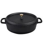 image of Steelite AP352911G - 8 Qt Roasting Pan, Gold Knob, Black, 17" x 12" x 5" Cover Included - 4/Case