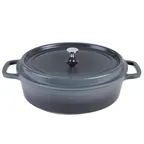 image of Steelite AP352912 - 8 Qt Oval Roasting Pan, 18.3" x 12" x 7" Aluchef with SS Knob, Gray - 4/Case
