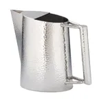 image of Steelite DW6564MSS Metal Pitcher – 2‑Qt Tear‑Drop Hammered 18/10 Stainless, 9"W × 8"H, Handle