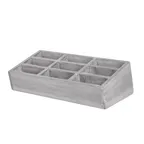 image of Steelite DWFBWDS91GW - Counter Condiment Caddy, 9‑Section Green Wood, 12.75" x 6.5" x 4" Grey Wash