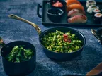 image of Steelite GWSMF13BKV Fry Pan, 15 oz (10.125" x 5.5" x 2.75"), Black Mixed-Material Vintage - 6/Case