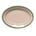 image of Steelite HL1531 - Oval Platter, Rolled Edge, 9.5" x 6.75", Green, Dishwasher/Oven Safe - 24/Case