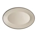image of Steelite HL1531743 Oval China Platter, 9.5" x 6.75" White Black Line, Rolled Edge - 1 Dozen
