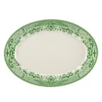 image of Steelite HL15563925 - Rolled Edge Oval Platter, 11.75" x 8" Willow Rim Green China, - 1 Dozen