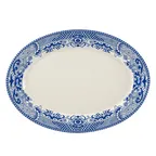 image of Steelite HL15763924 - Rolled Edge Oval China Platter, 13.375"x9.25"x1.5", Willow Rim Blue, - 1 Dozen