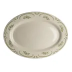 image of Steelite HL1579885 - Oval China Platter, 13-3/8" x 9-1/4", Rolled Edge, Rose Moss - 1 Dozen