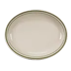 image of Steelite HL2601 - Oval Platter, 11.375" x 9" x 1" Green Band, China, Dishwasher/Oven Safe - 1 Dozen